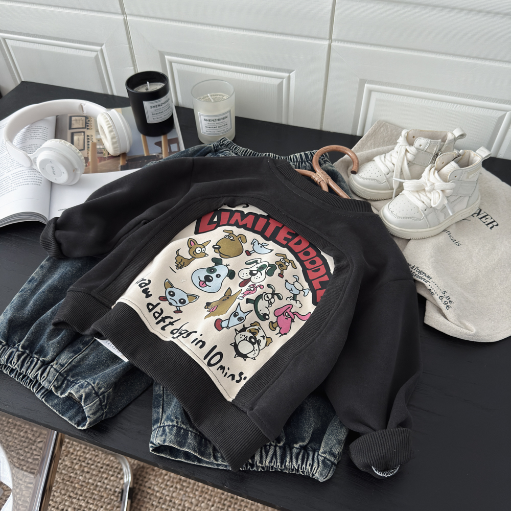 秋季新款儿童休闲卡通印花长袖卫衣男女童时尚百搭韩版宝宝卫衣