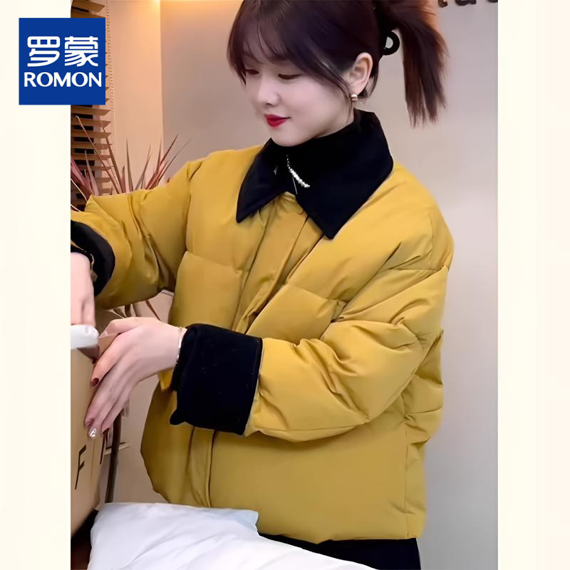 撞色拼色棉衣外套女2025冬季新款时尚设计感短款显瘦加厚保暖棉服