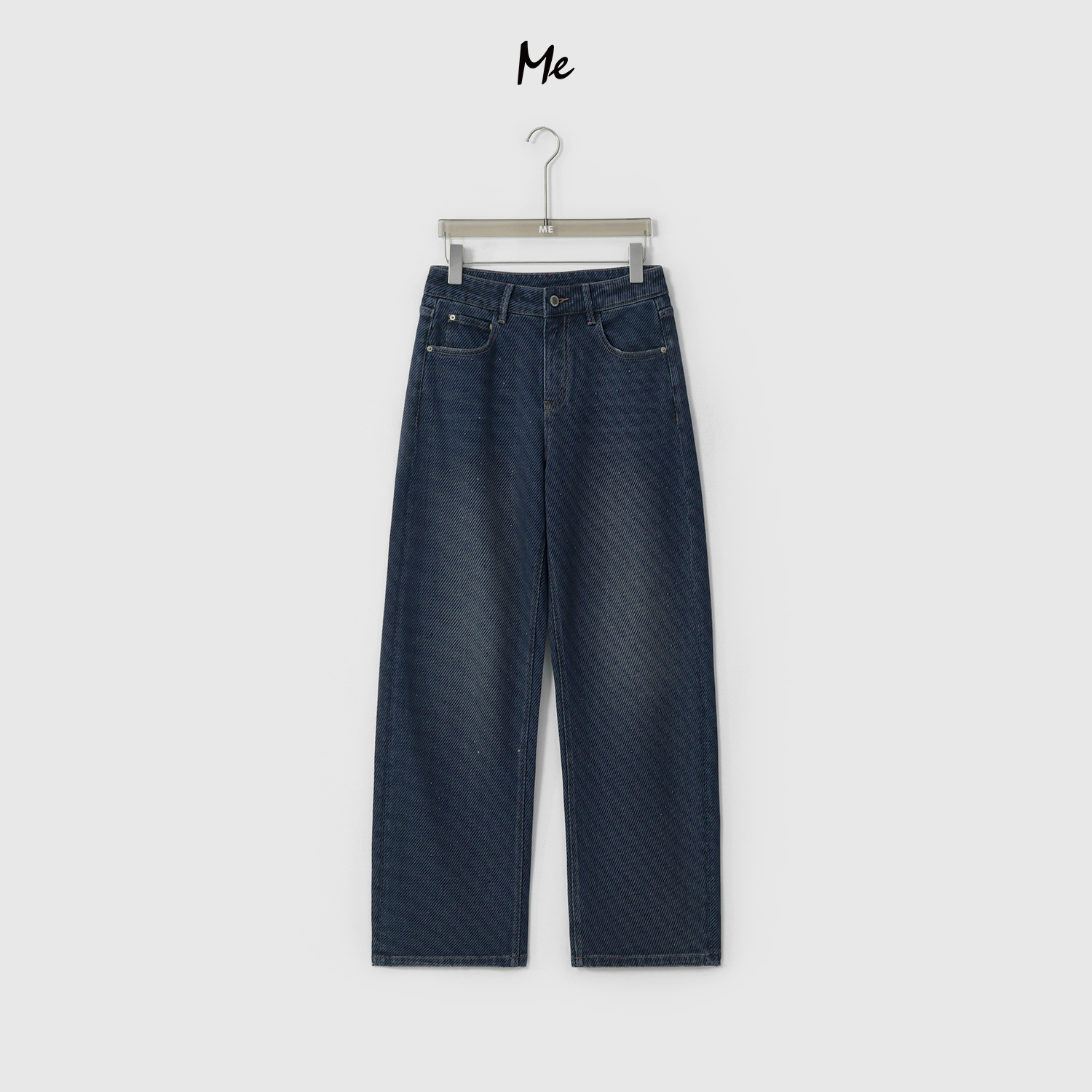 ME【弯刀满天星蓝牛】斜纹肌理高腰高弹显瘦百搭时尚牛仔裤MESA0133