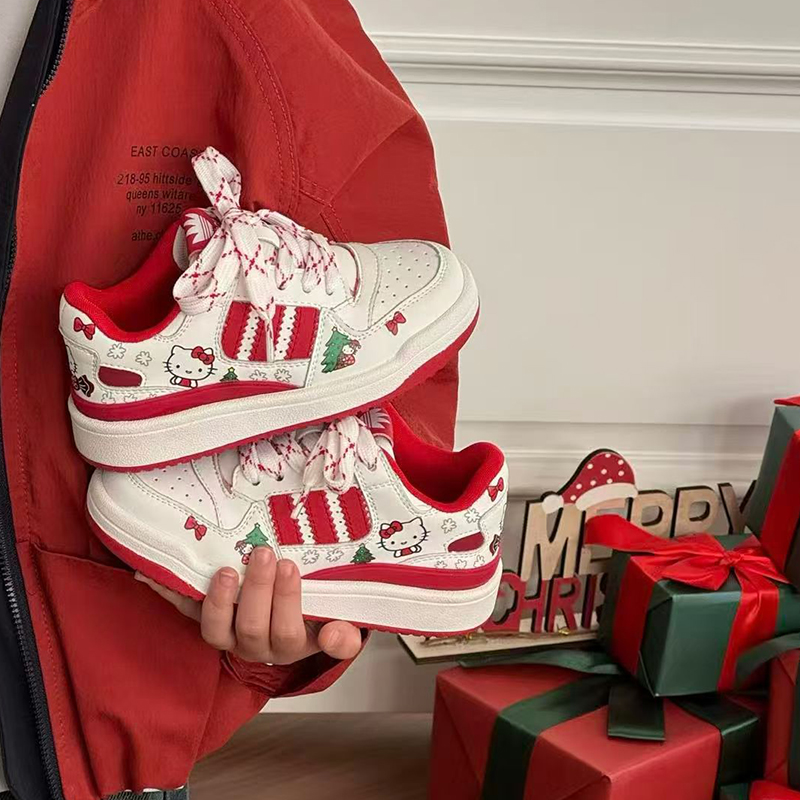 儿童圣诞红潮鞋2025新年新款女童板鞋休闲喜庆加绒男童轻便运动鞋