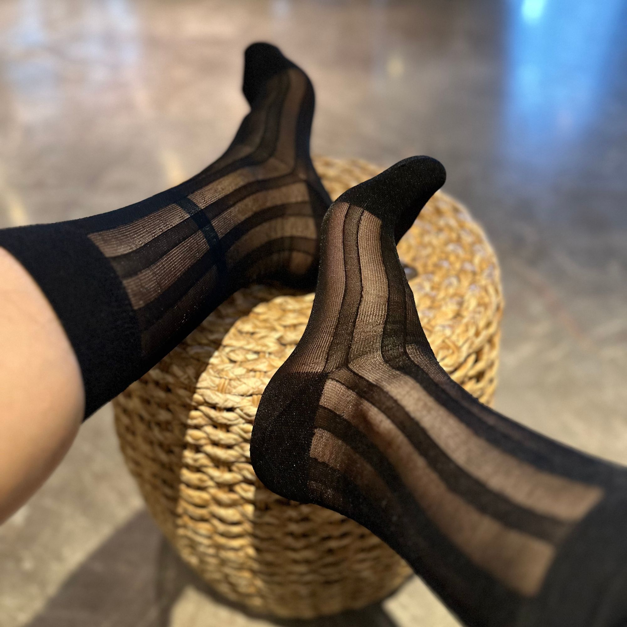 爬梯正装黑色男款中筒薄款黑丝锦纶宽男士夏天丝光丝光袜男款袜子