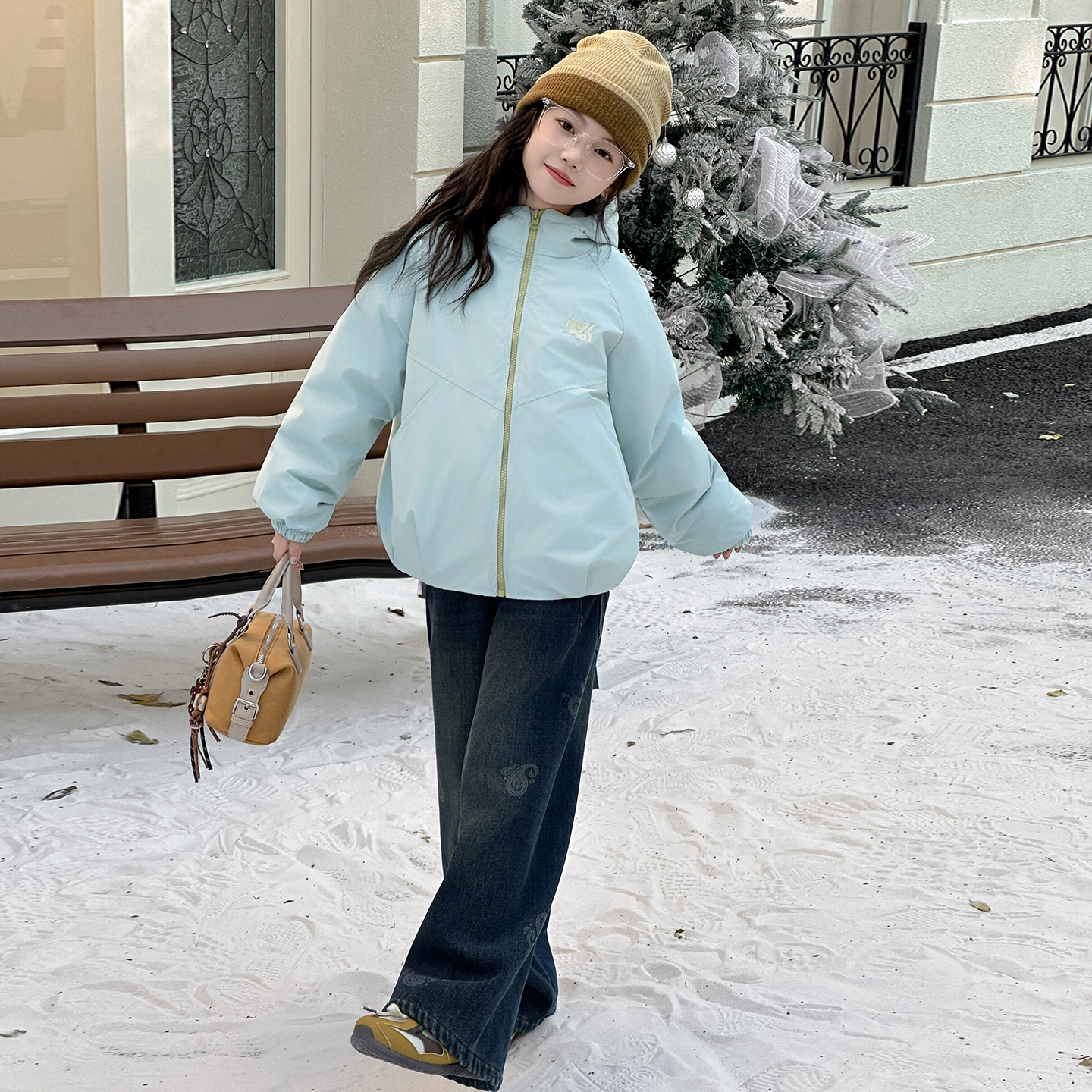 女童羽绒服秋装装2025新款儿童洋气冲锋衣冬季保暖白鸭绒三防外套