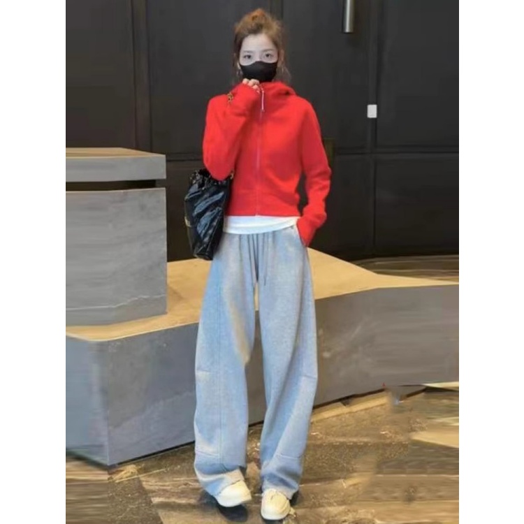 拉夏贝尔时尚运动套装女2025春秋季新款时髦连帽卫衣休闲裤两件套