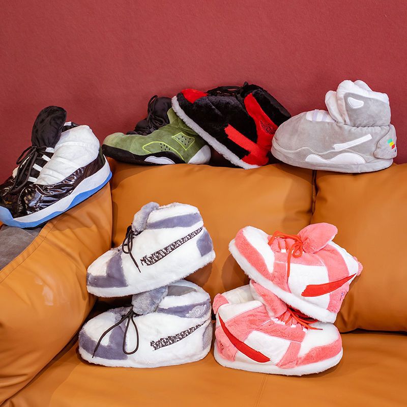 跨境网红恶搞aj1棉拖鞋搞怪椰子棉鞋面包胖胖鞋防水保暖家居冬季