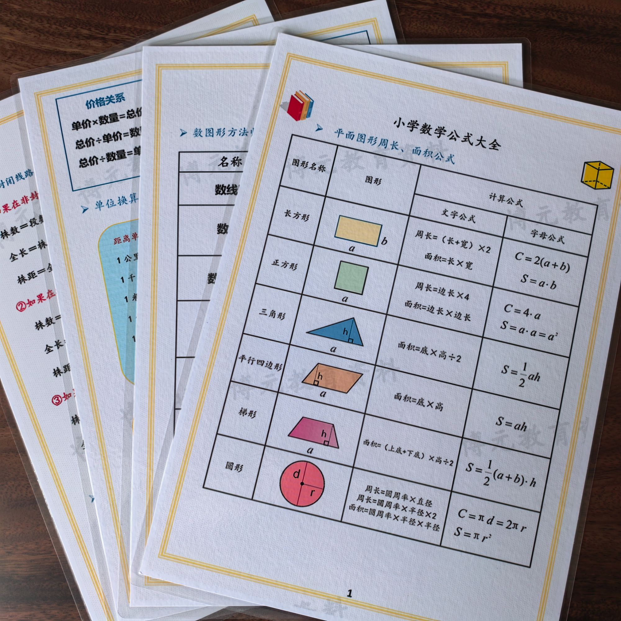 小学生数学公式大全书数量关系期末考试答题攻略高分秘籍卡片2025