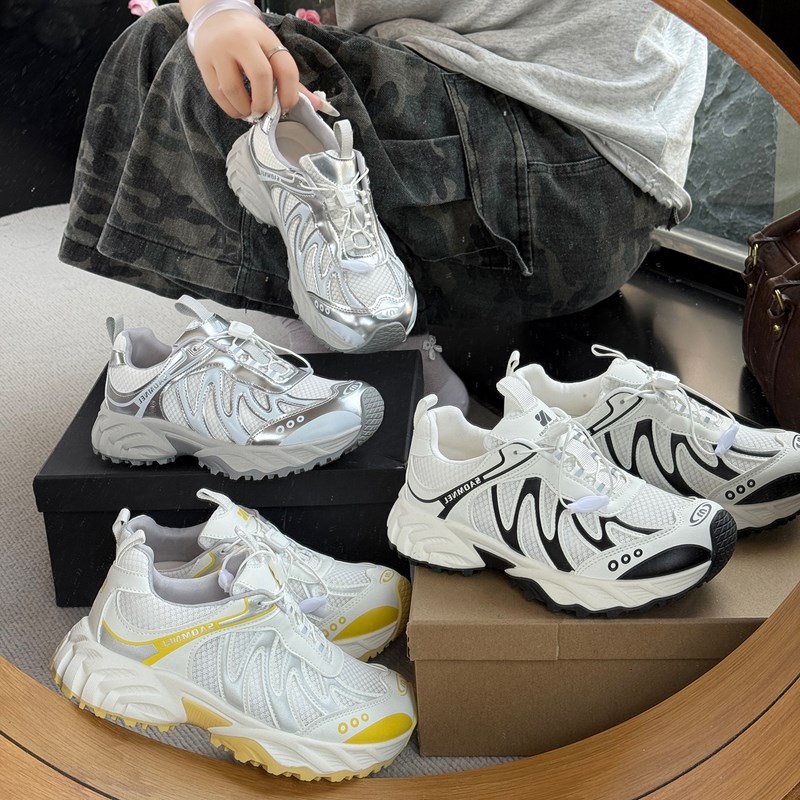 休闲风老爹鞋胶粘深口时尚休闲鞋网面百搭潮流新中式