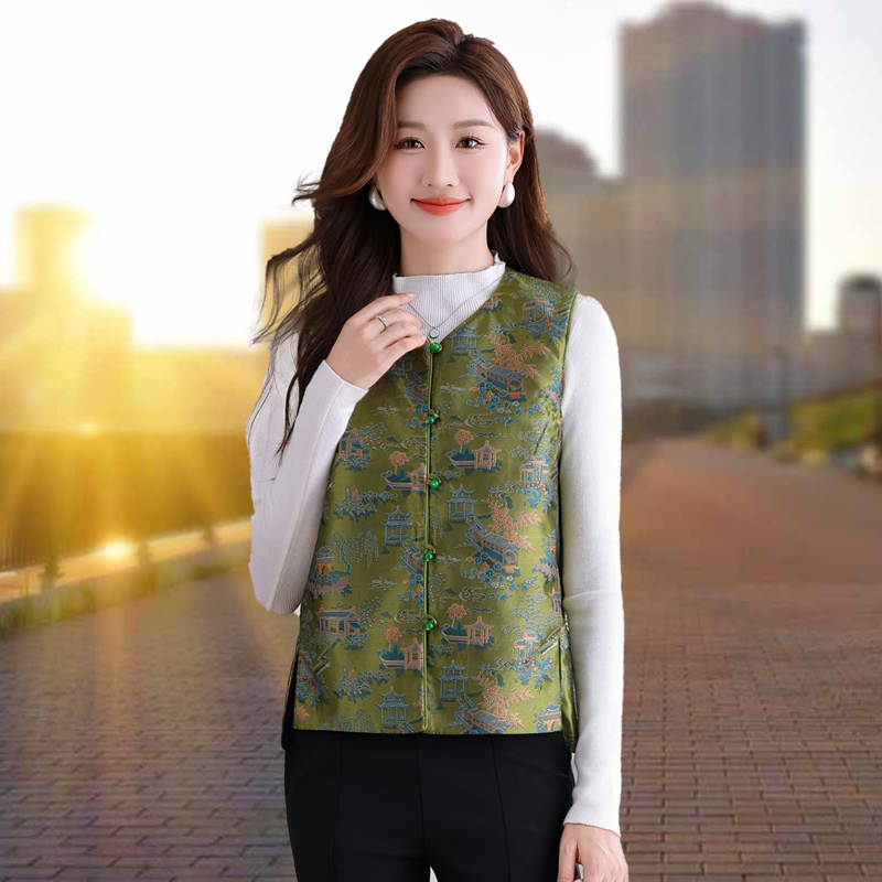 双面穿中式国风马甲女秋2025新款外穿背心不规则下摆洋气马夹坎肩