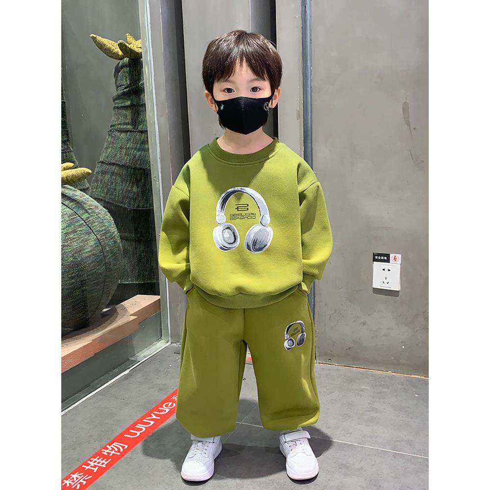 英氏童装男孩2025秋冬服装新款时尚秋装小男孩帅气运动衫两件套