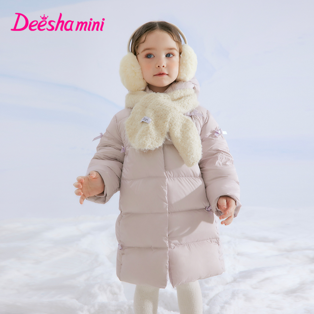 【新国标90绒】笛莎女童羽绒服加长冬季甜美保暖连帽外套-332556502