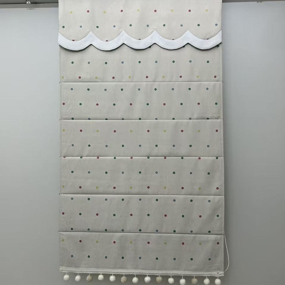 可爱儿童房罗马帘小点点卧室窗帘遮光小窗户窗帘