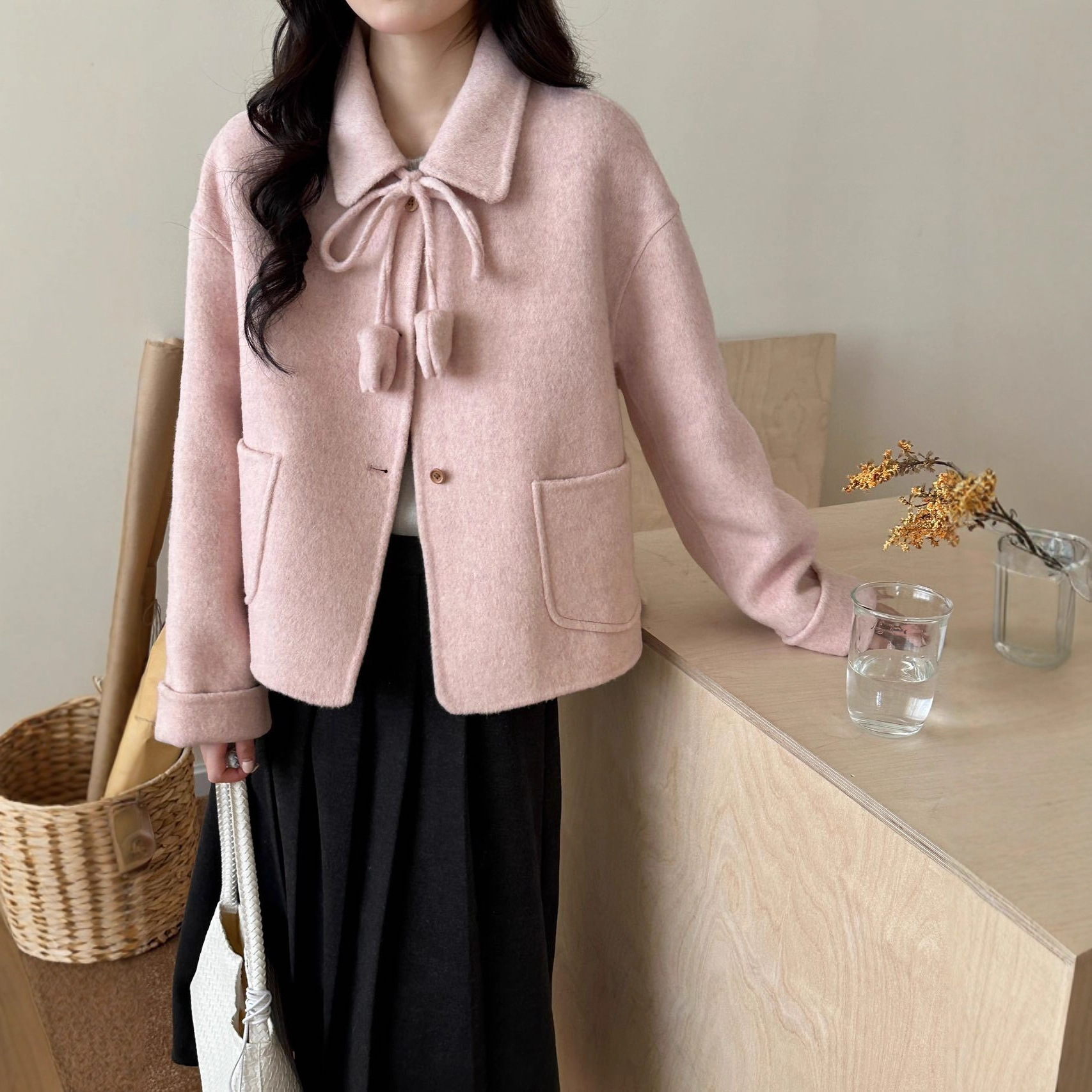 Coatique网红爆款秋冬双面呢羊毛大衣小个子时尚简约毛呢外套女