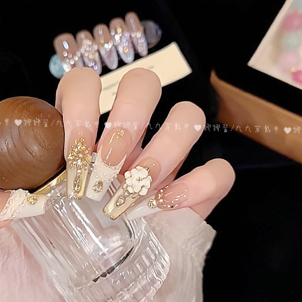 【花漾秘境】纯手工穿戴甲猫眼美甲贴片可拆卸指甲贴片10片装