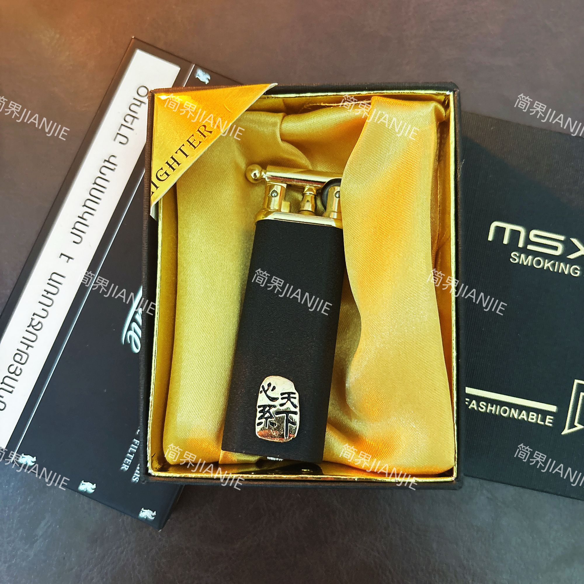 【简界原创正品】经典轻奢明火砂轮打火机充气送男朋友礼物心系天下