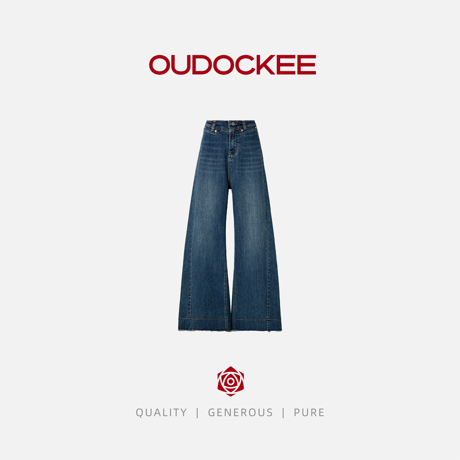 OUDOCKEE 鸥鸥【棉】超模裤 牛仔裤直筒水洗设计款 N2502X257T