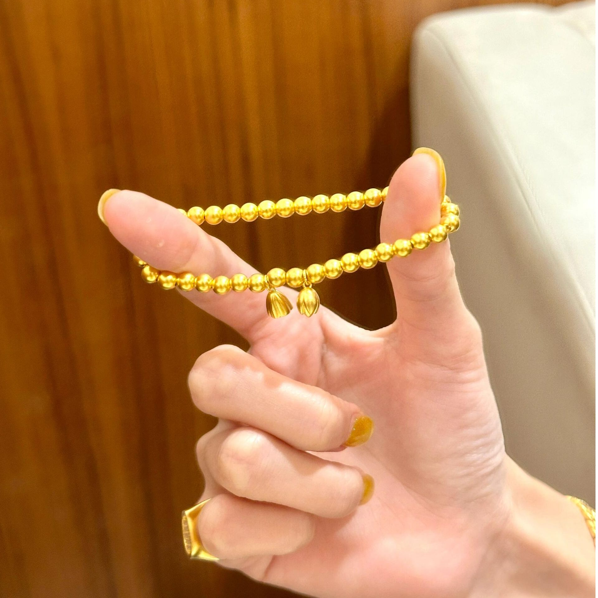 YUQINZHUBAO/钰沁珠宝 铜合金手链 古法莲蓬转运百搭不掉色手链