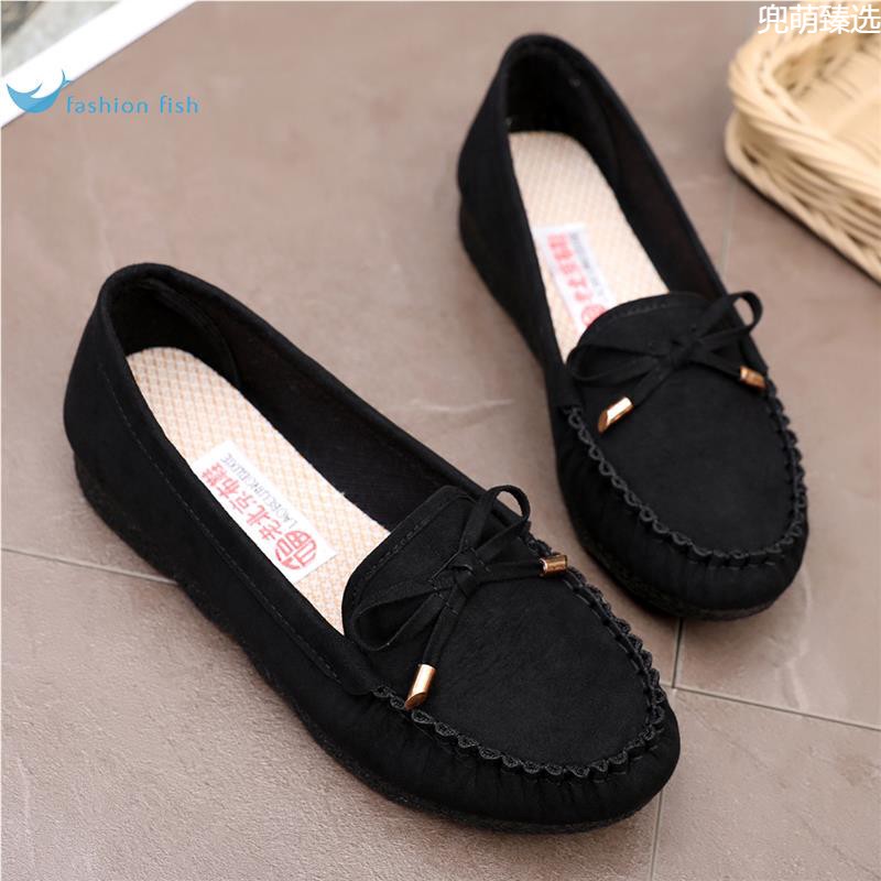 老北京布鞋女单鞋软底防滑休闲妈妈鞋黑色上班工作豆豆鞋大码4243