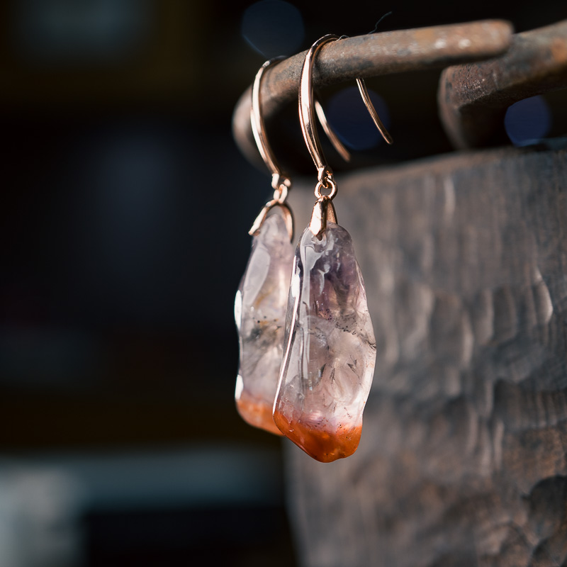 925银耳饰 原创设计荆棘玫瑰含天然杂裂矿点耳饰 个性925银耳环女