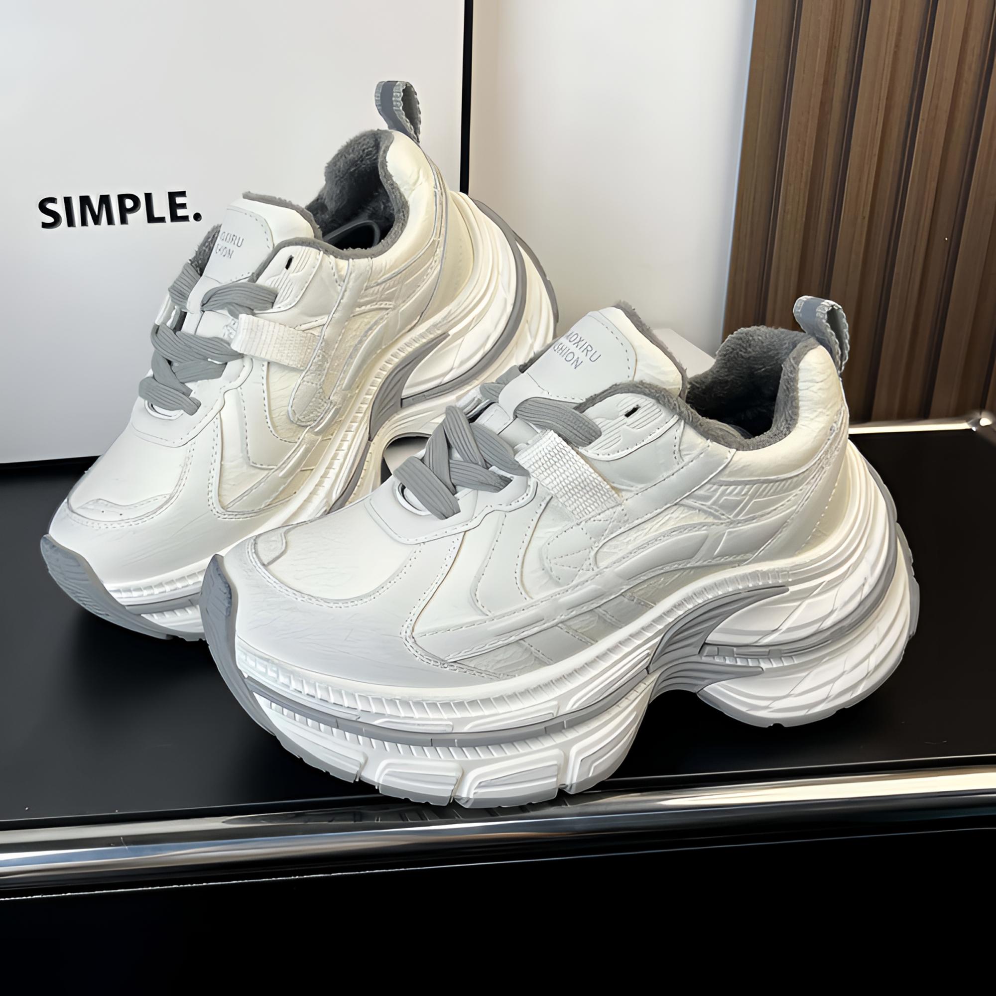 明星同款加绒老爹鞋冬季新款松糕厚底小个子增高7cm百搭休闲女鞋