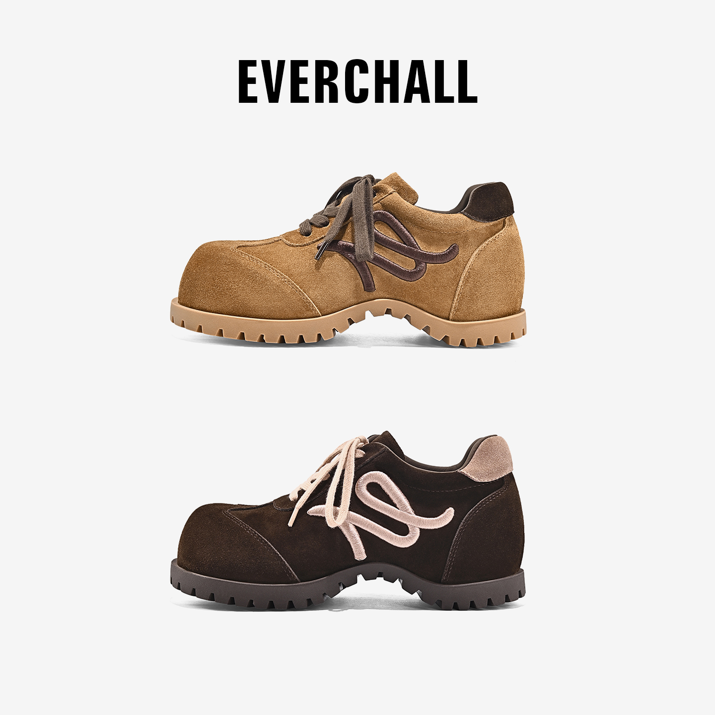 EVERCHALL【琥珀流光】2025秋冬羊羔毛绒大头鞋7cm增高复古休闲女鞋