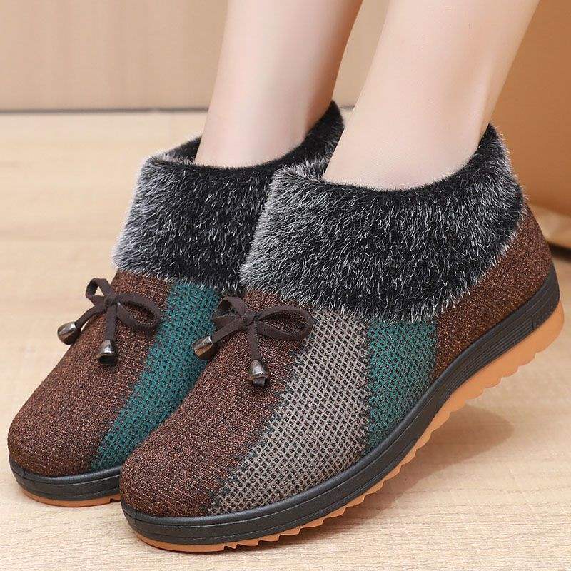 2025老北布鞋女士棉鞋冬季加绒妈妈短靴保暖一脚蹬奶奶鞋中老年棉