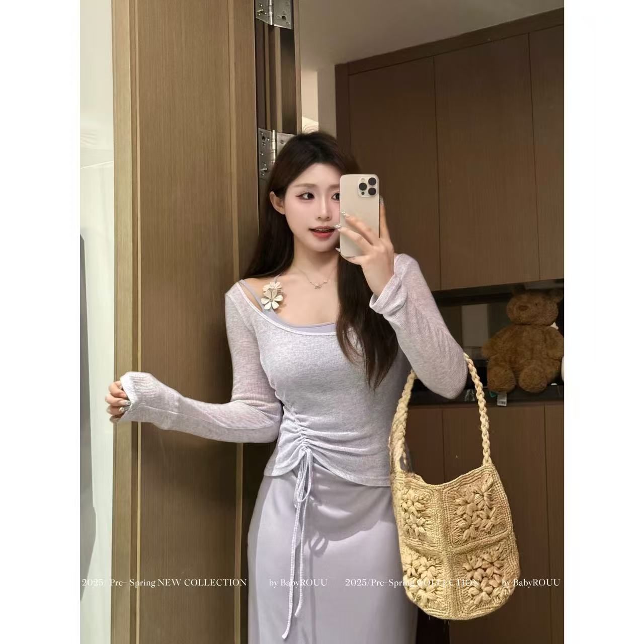 【现货】【花契美学】温与柔韩系甜氧微醺朦胧感开衫吊带连衣裙套装