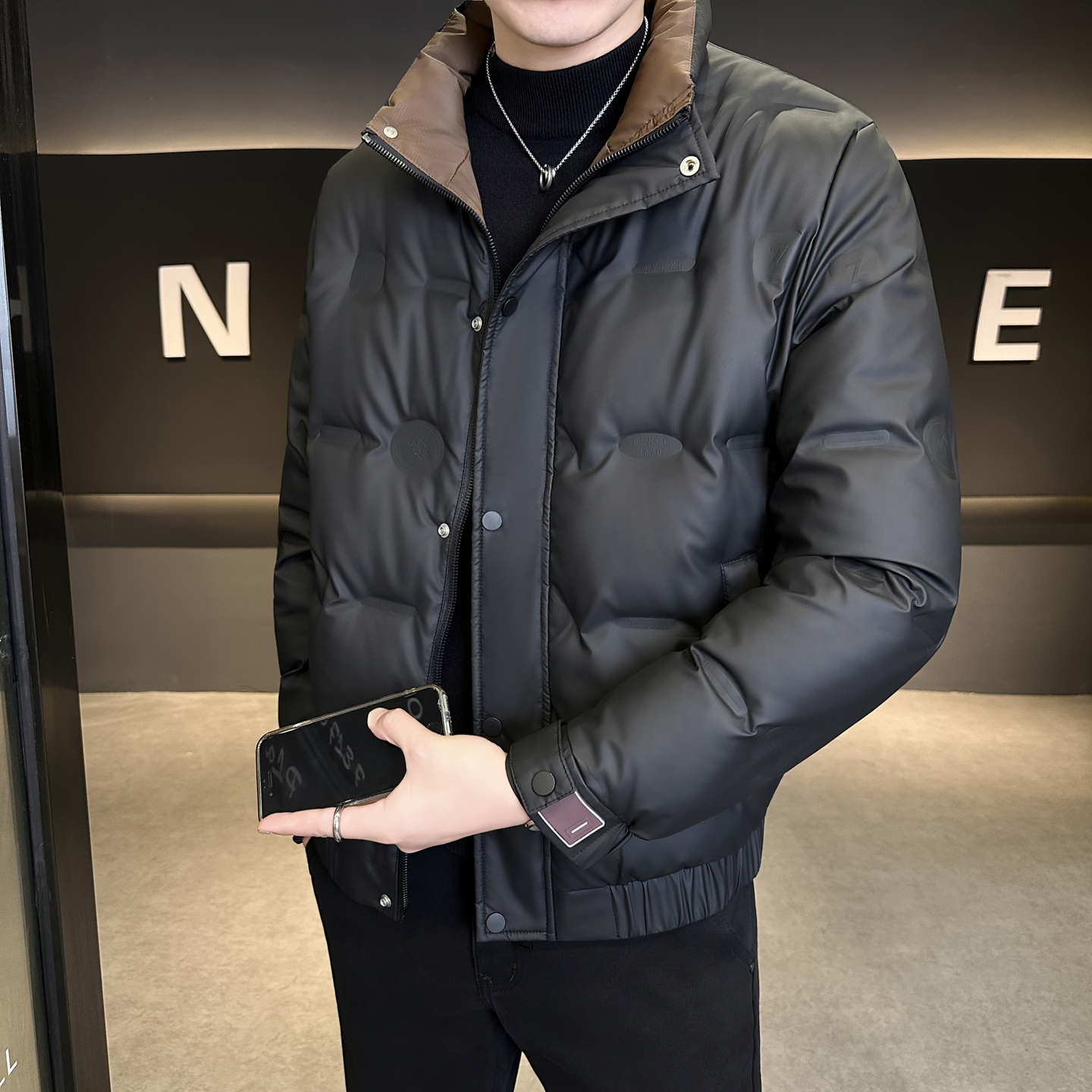 防寒服男冬季新款休闲百搭保暖外套潮流防寒轻薄加厚韩版立领上衣