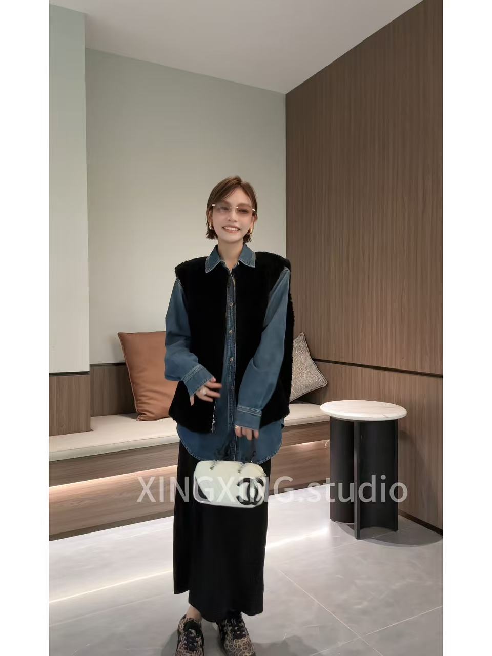 X.x.欧货新款简约圆领无袖叠穿保暖坎肩马甲外套女小个子35866