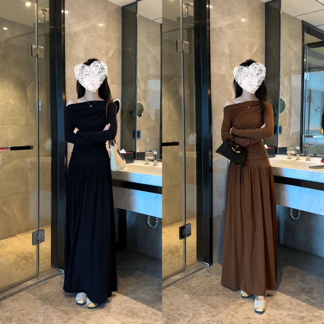 法式新款设计感褶皱长袖T恤套装轻熟小众氛围感气质两件套装8086#