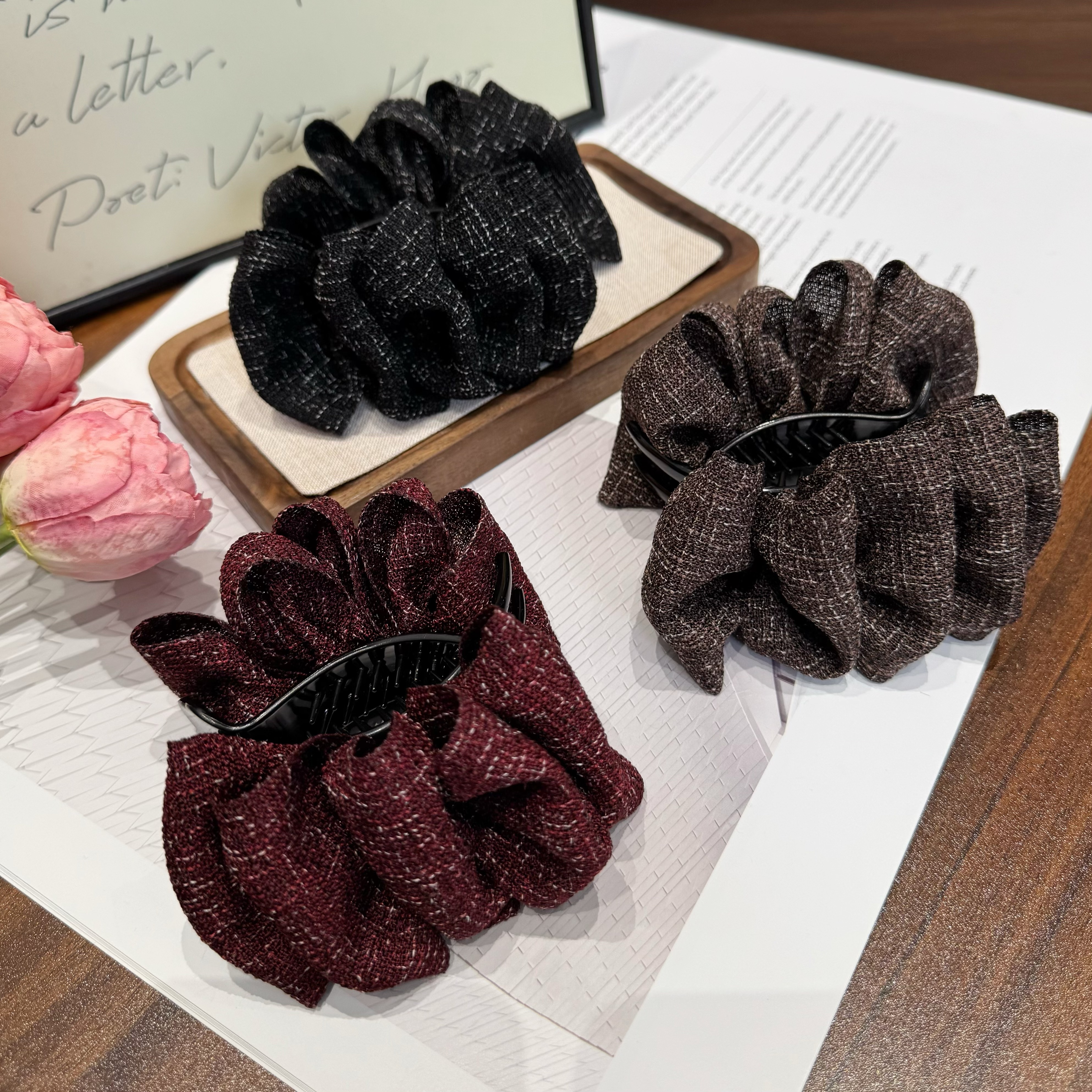 强饰店铺 新款复古肌理感丸子头抓夹蓬松显发量高颅顶发夹