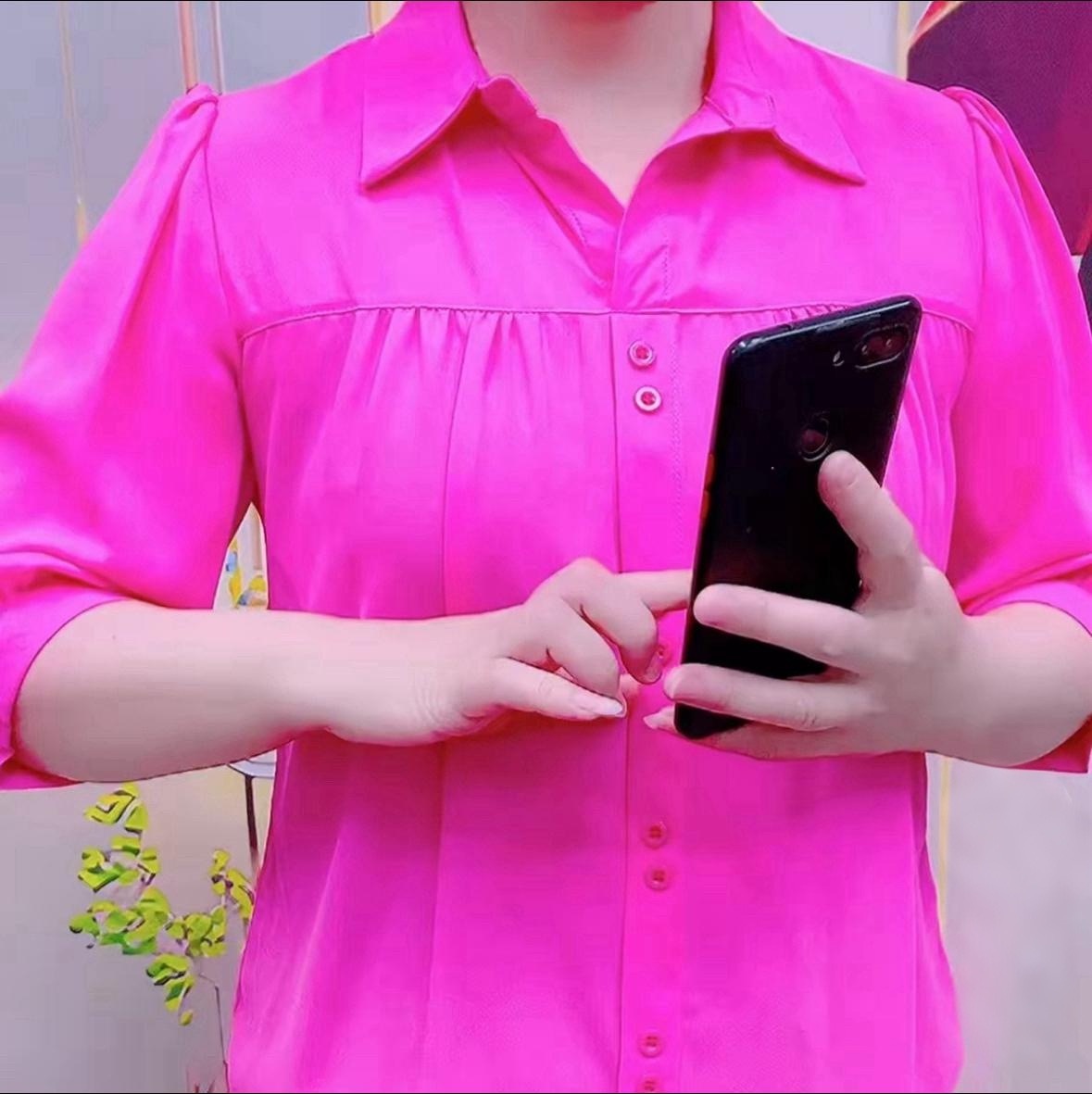 雪纺七分袖套头小衫面料柔软舒适中年妈妈装夏装时尚夏季薄款上衣