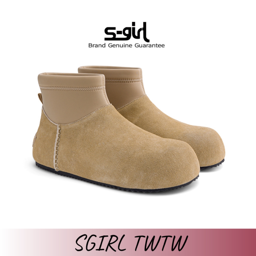 SGIRL TWTW复古圆头时尚短靴女秋季新款百搭勃肯靴小众平底面包靴