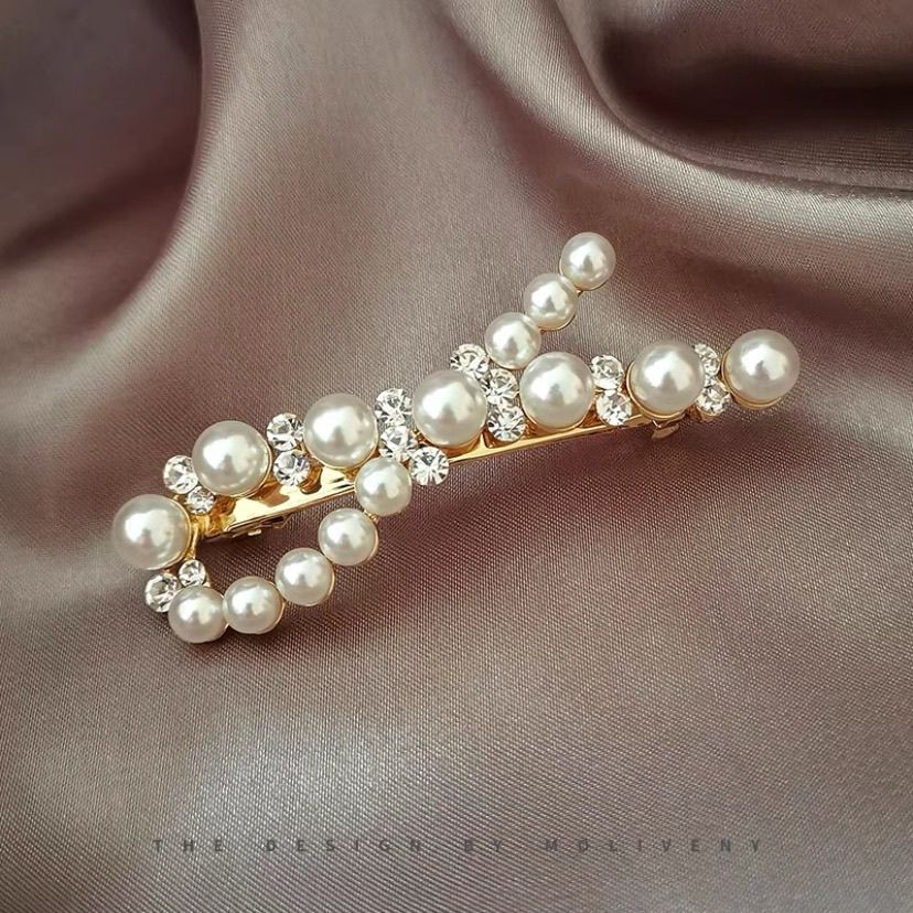 时尚珍珠水钻弹簧夹侧边夹顶夹后脑勺发夹网红发卡韩版东大门饰品