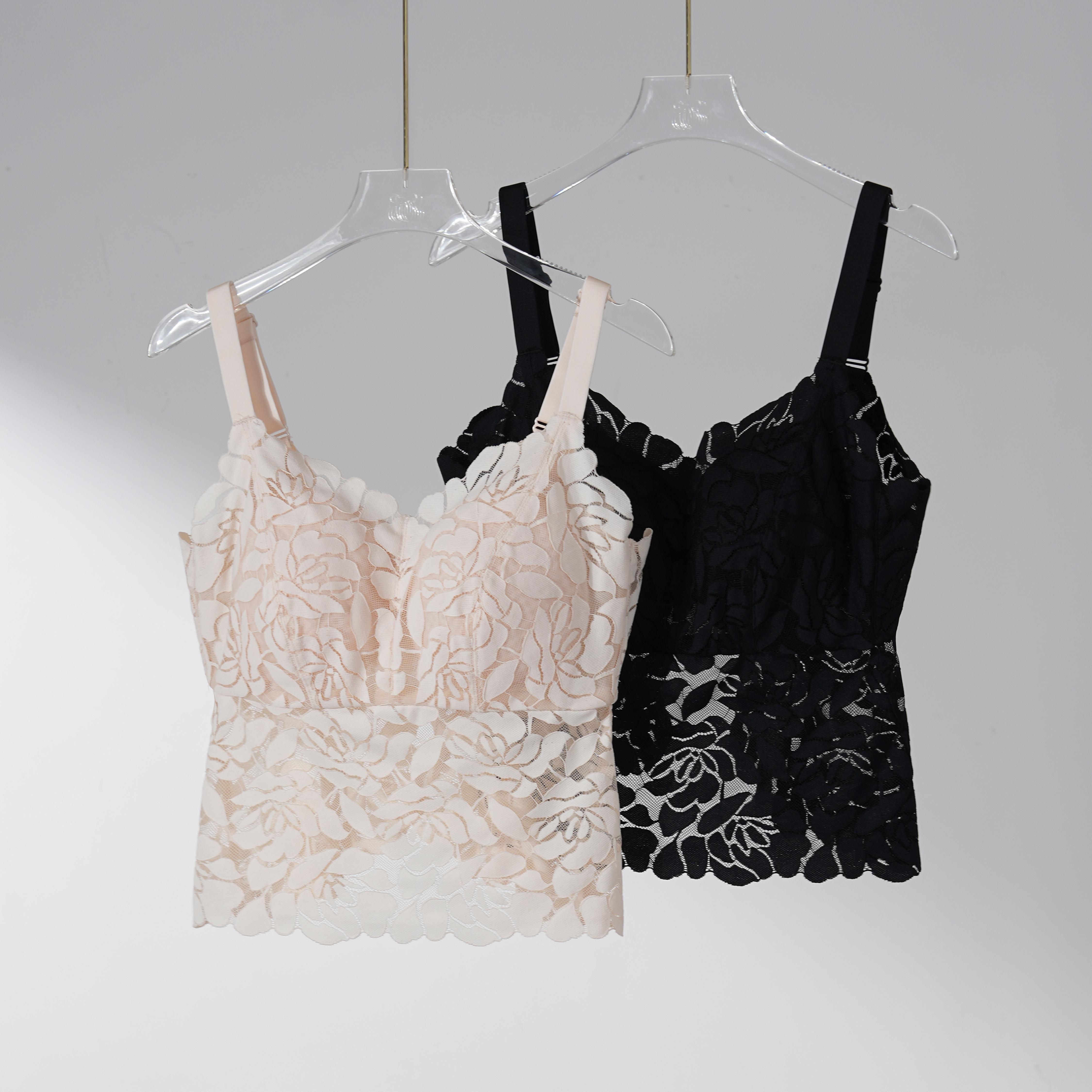 西子/【密语】防走光抹胸带杯玫瑰蕾丝吊带背心/MNC142