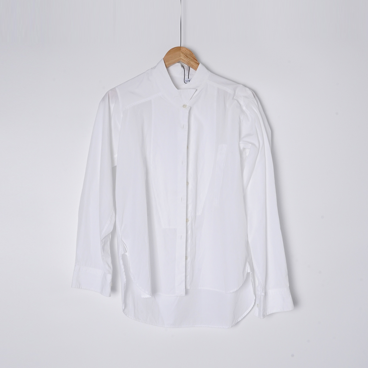 95新 LOEWE/罗意威 绵/TH0641/衬衫/S码女装上衣休闲白色时尚衬衣