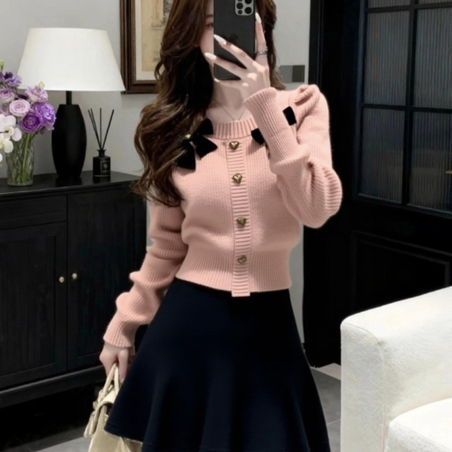 独特漂亮粉色蝴蝶结针织衫2026冬季新款高级感小香风收腰内搭上衣