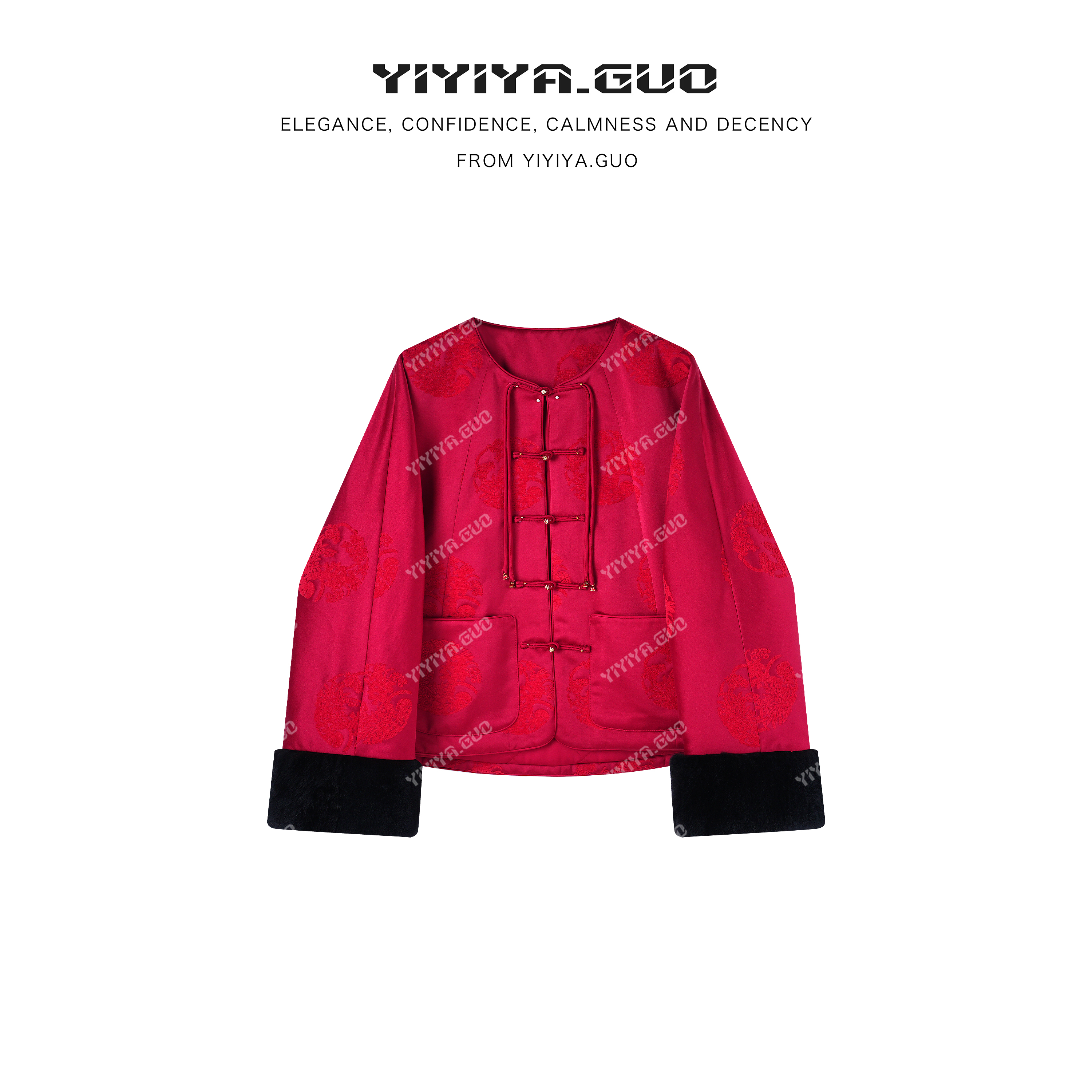 yiyiya.Guo艺艺吖新中式中国风圆领落肩盘扣长袖外套090281SS52