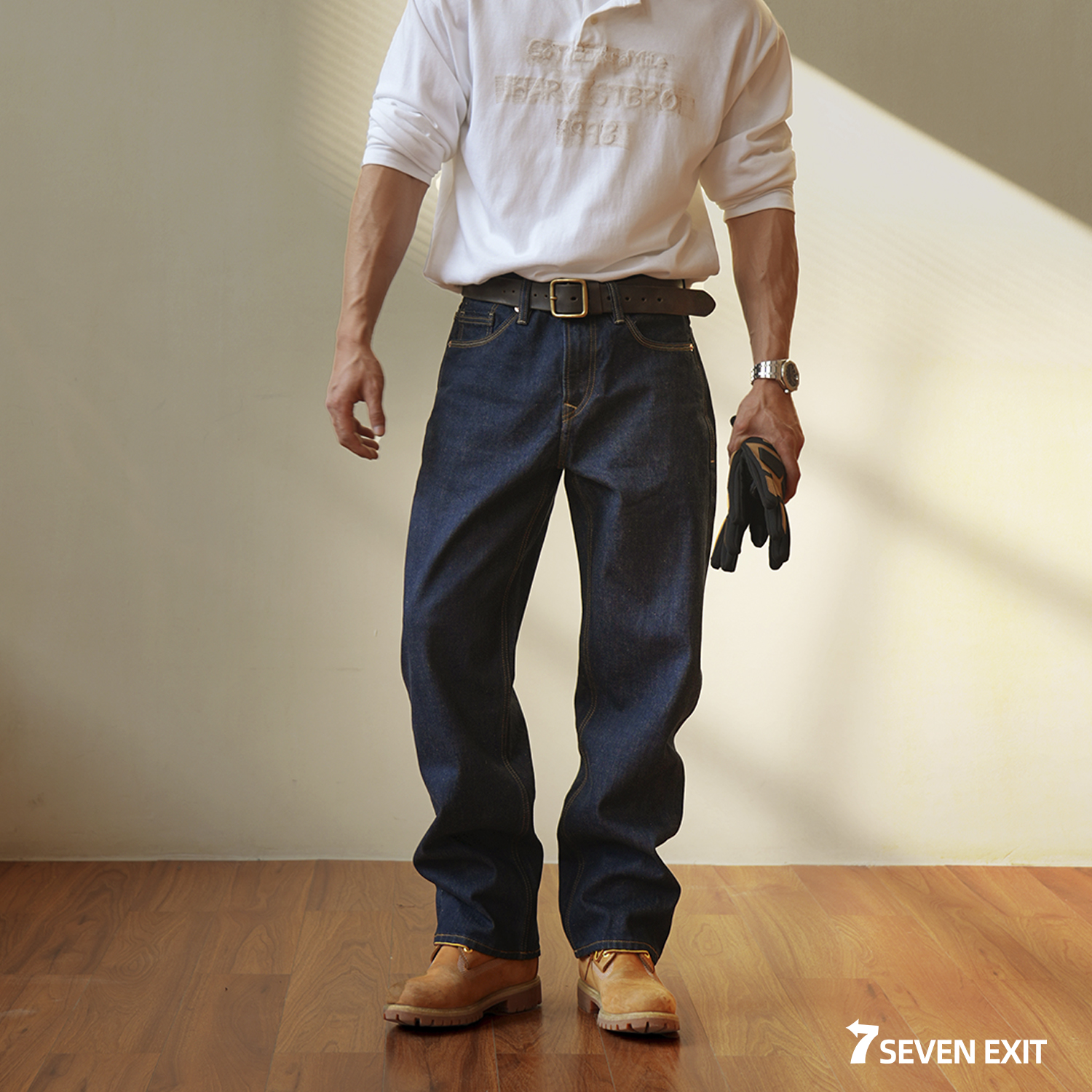 7SEVENEXIT【沧沉】18盎司高端紫边赤耳丹宁原牛902三本针牛仔裤
