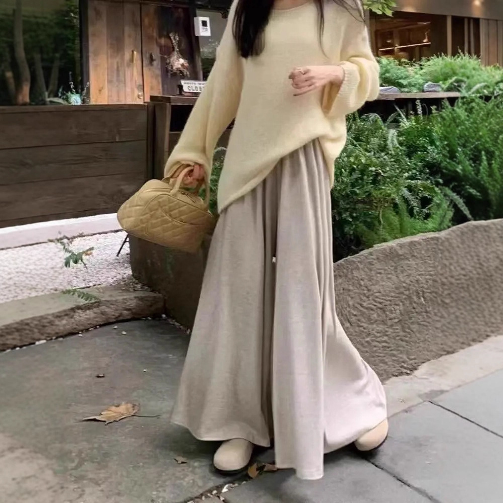 糯米裙裤2025秋冬季穿搭显瘦慵懒风软糯大码宽松半身A字山本裤裙