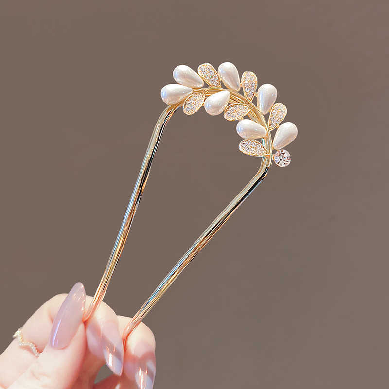 高级感盘发神器麦穗U型发卡优雅气质发簪丸子头发夹后脑勺簪子女