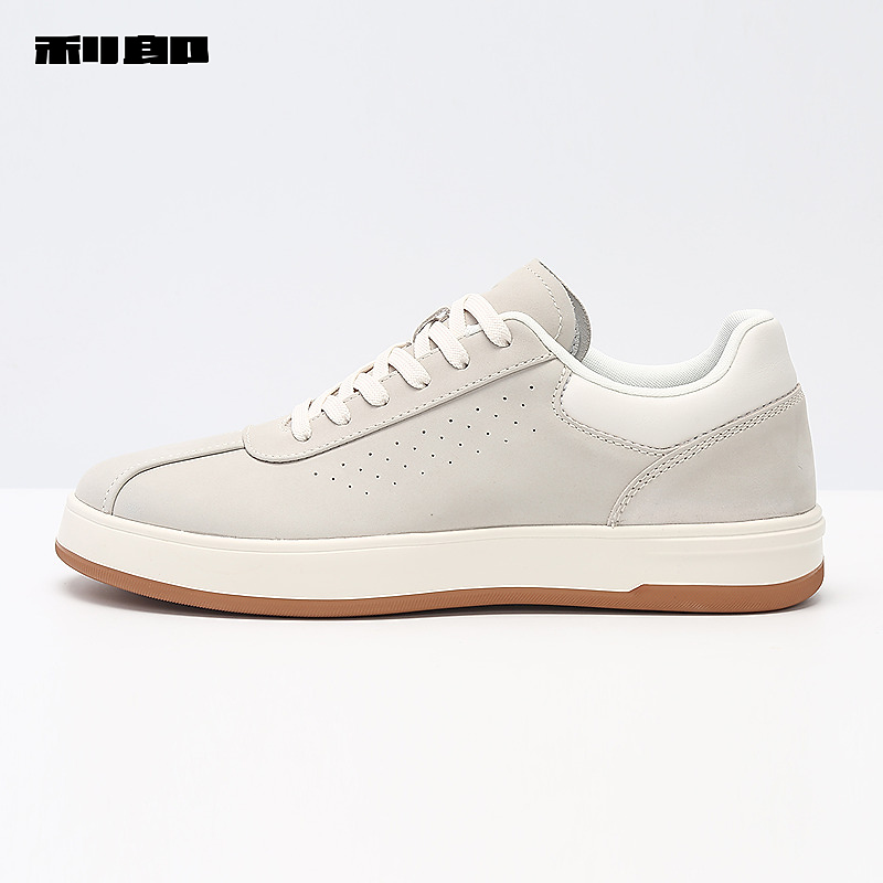 【抑菌】利郎官方 低帮板鞋男士牛皮革2025夏季新款透气休闲鞋子
