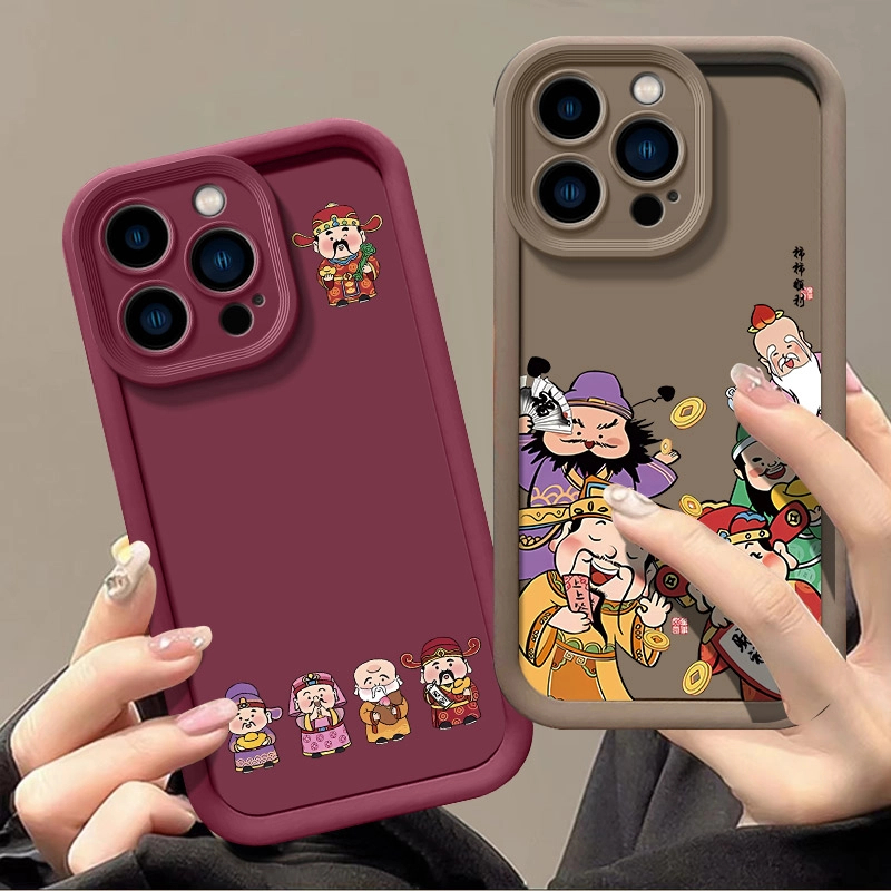 五路财神适用苹果17promax/16/15手机壳iPhone14pro/13/12/11硅胶