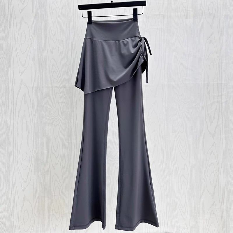 微喇叭瑜伽裤裙女假两件高腰健身裤普拉提紧身运动鲨鱼裤春秋薄款