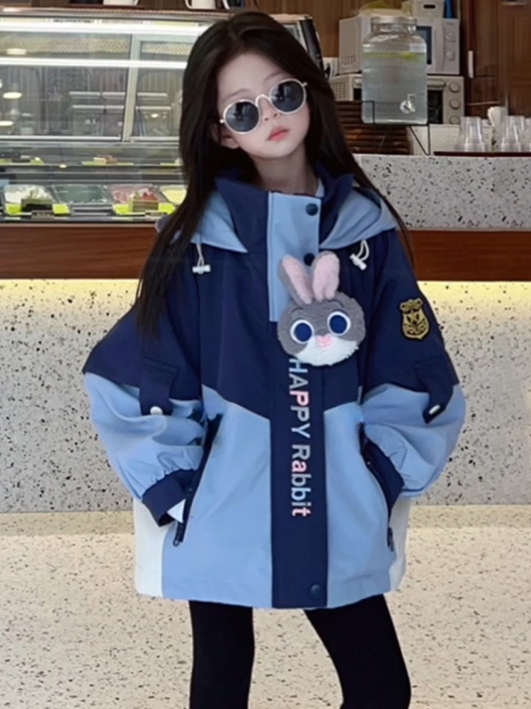 女童外套秋装2025新款朱迪兔子警官衣服儿童装冲锋衣春秋款三合一