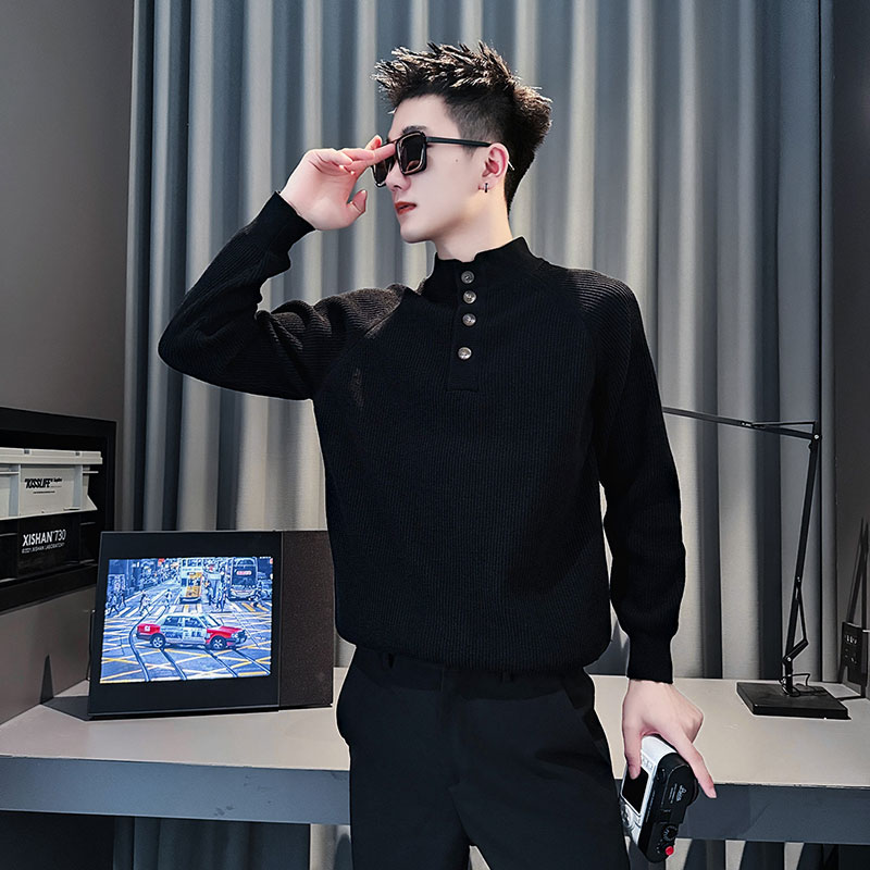 秋冬季加厚毛衣男士潮牌立领针织衫2025新款爆款高级感痞帅打底衫