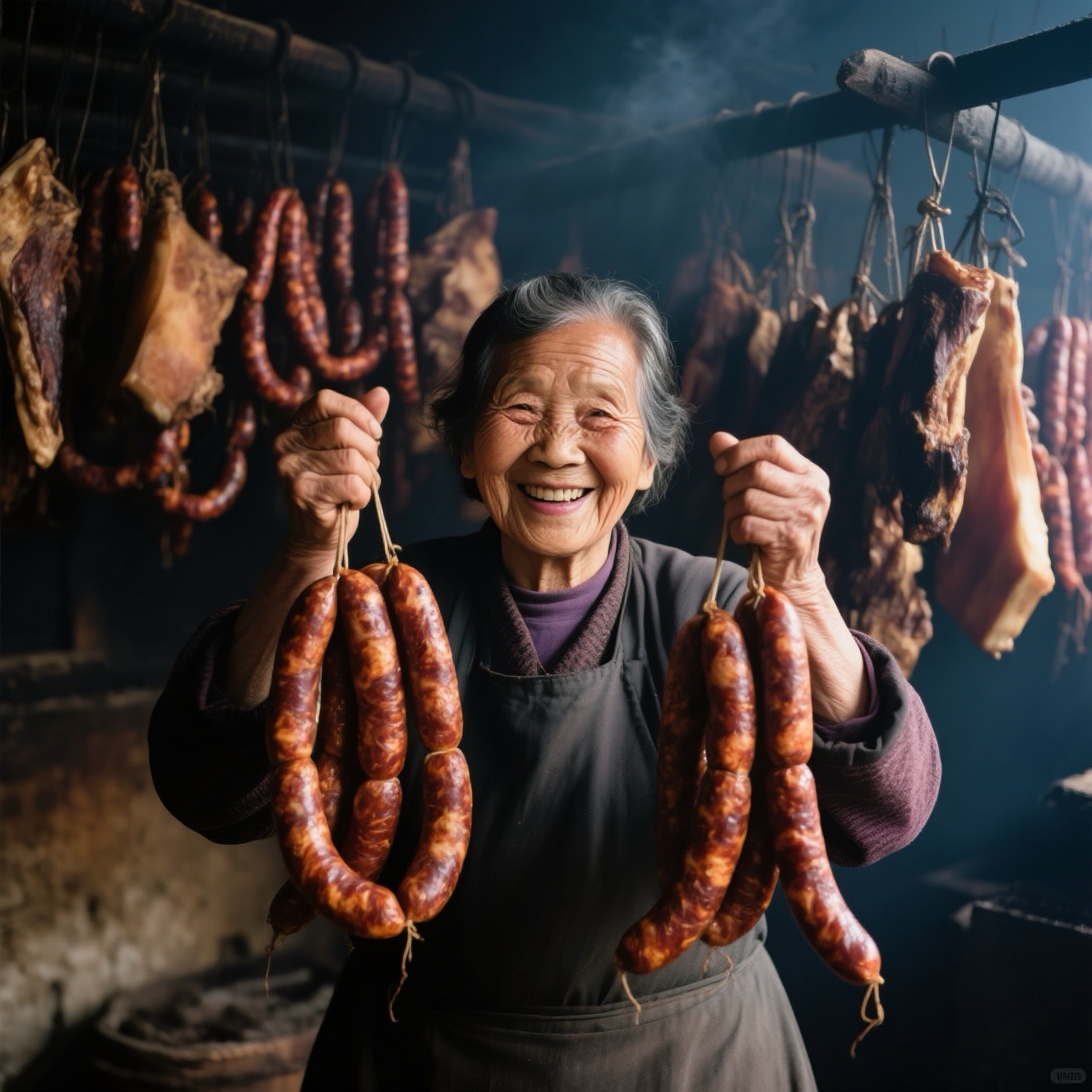 农家柏香丫烟熏腊肠麻辣口味