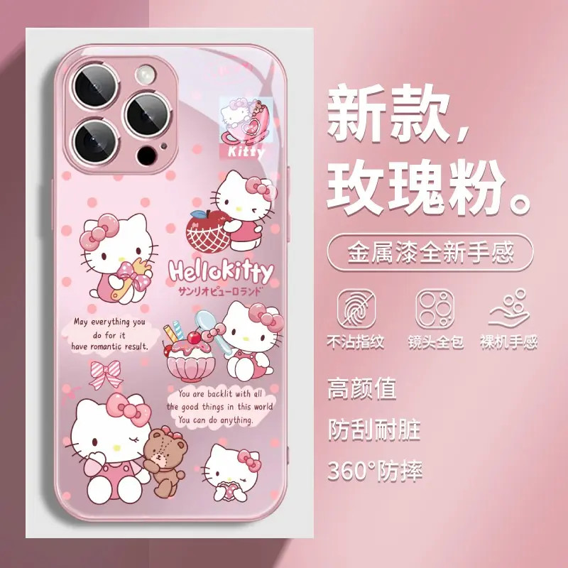 适用苹果16/华为/oppo/小米/vivo波点凯特猫小众可爱女生手机壳