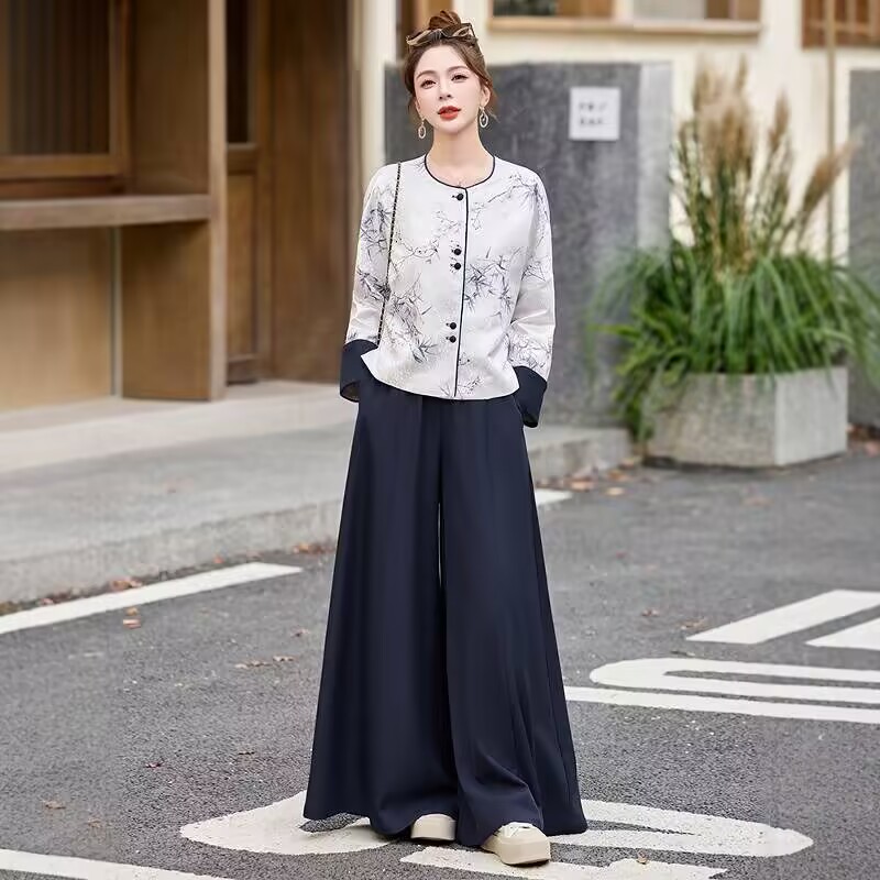 新中式国风时尚套装女2025秋季爆款复古高级感洋气减龄显瘦两件套