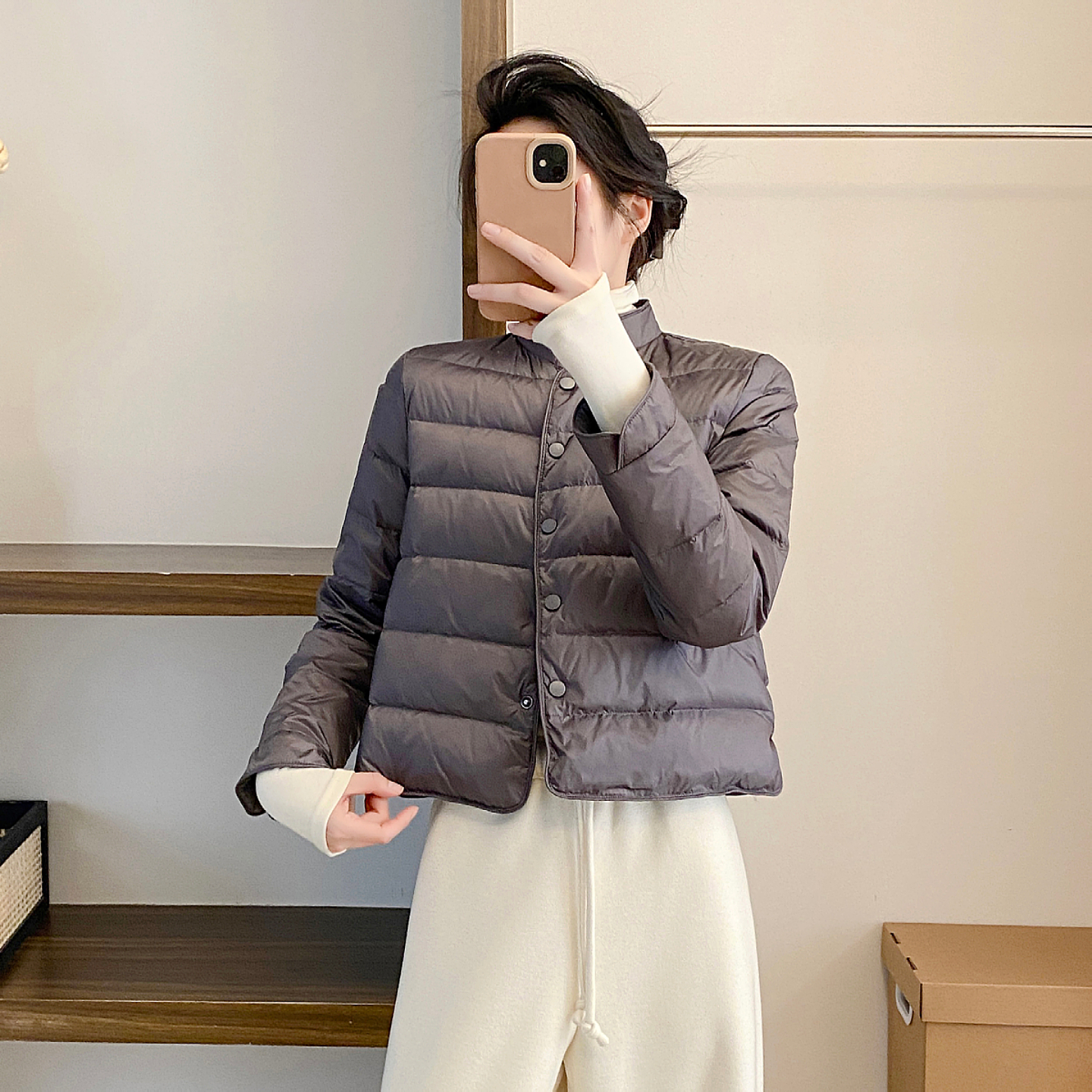 90白鸭绒轻薄羽绒服女短款秋冬季2025新款中式国风小个子保暖外套