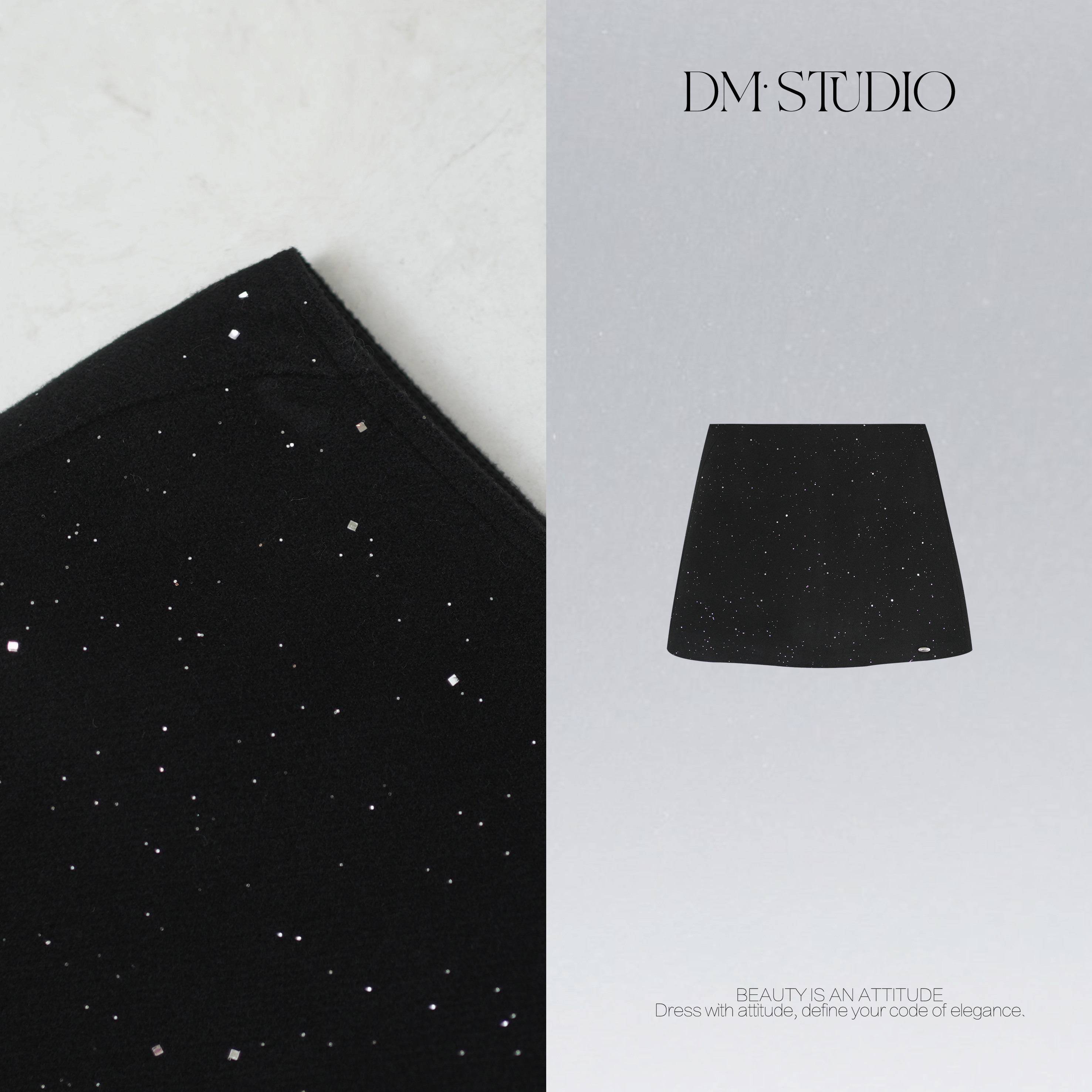 DEDM•STUDIO/气质百搭精致法式名媛风A字显瘦半身裙2512BSQ/A8616