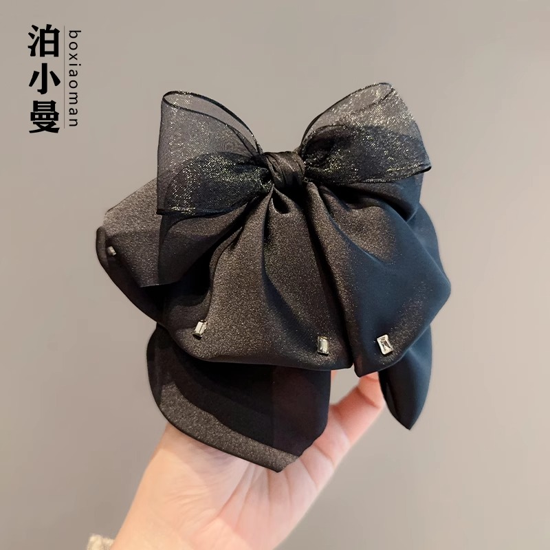 气质蝴蝶结发夹女显发量高颅顶高级感马尾发卡夹子后脑勺抓夹头饰